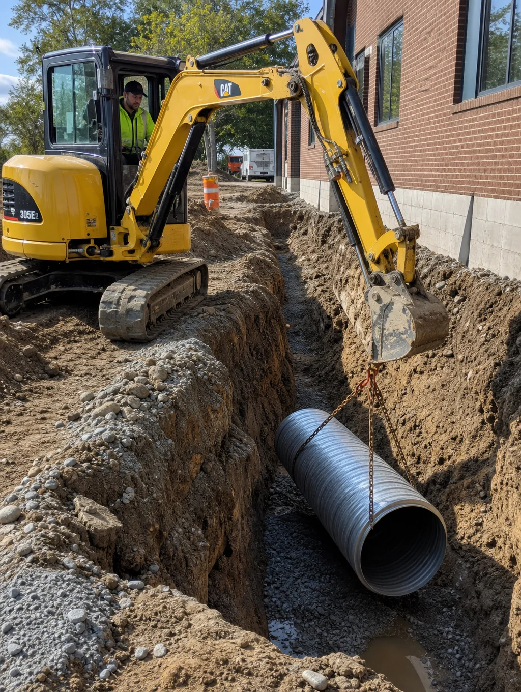 Heavy excavator operating on a large construction site