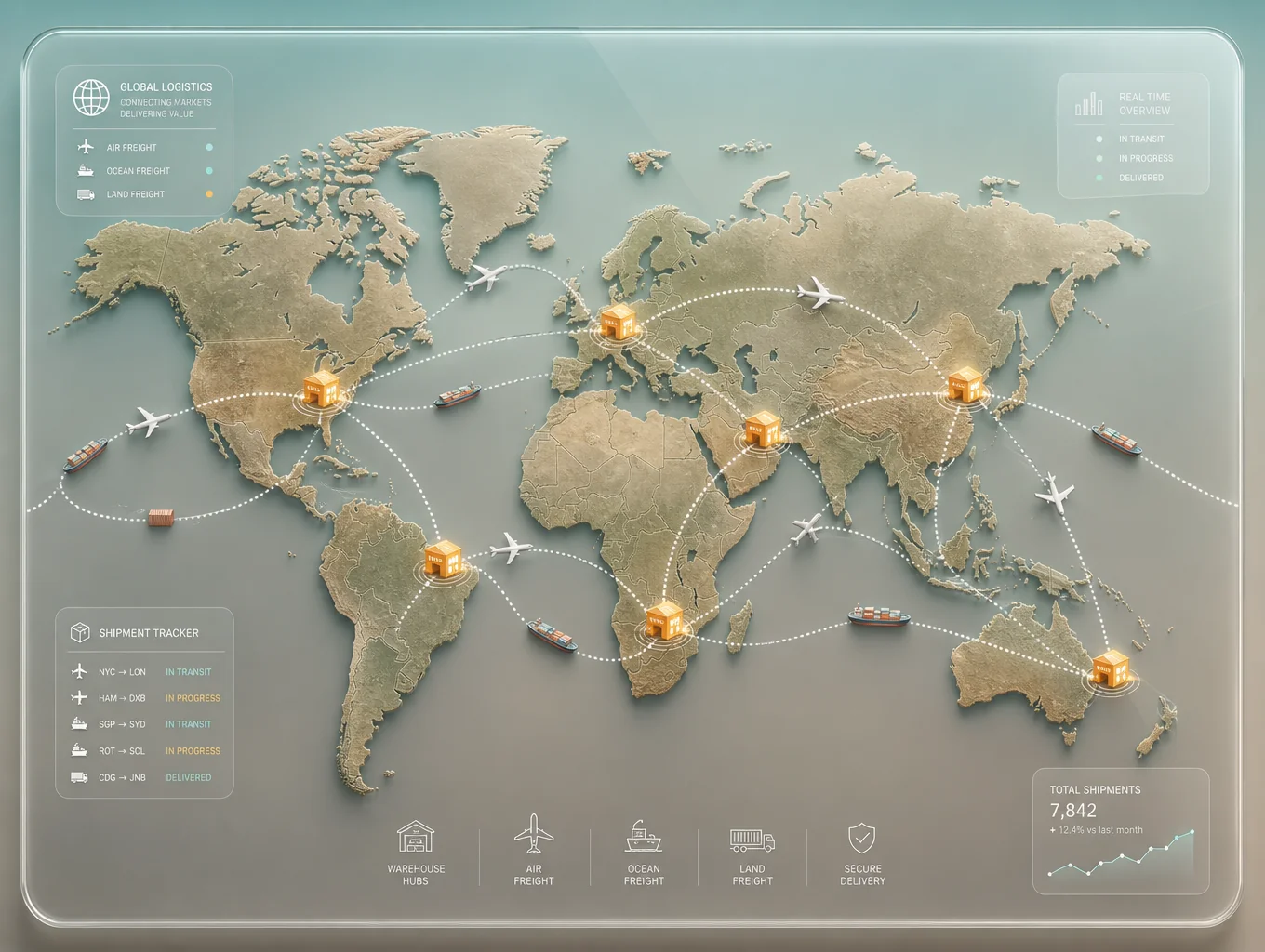 World map highlighting heavy machinery export routes from Japan